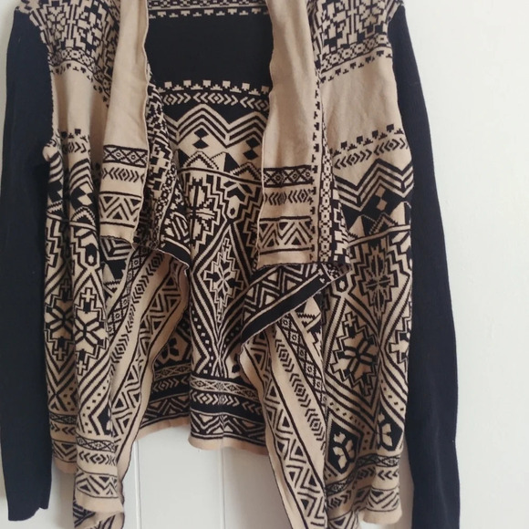 Lucky Brand Aztec Cardigan Sweater Women's Size M Open Front Southwestern Black - Picture 2 of 6